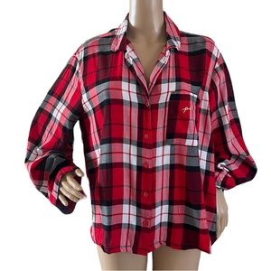 Victoria's Secret PINK Plaid Cozy Soft Pajama Shirt Sleep Top